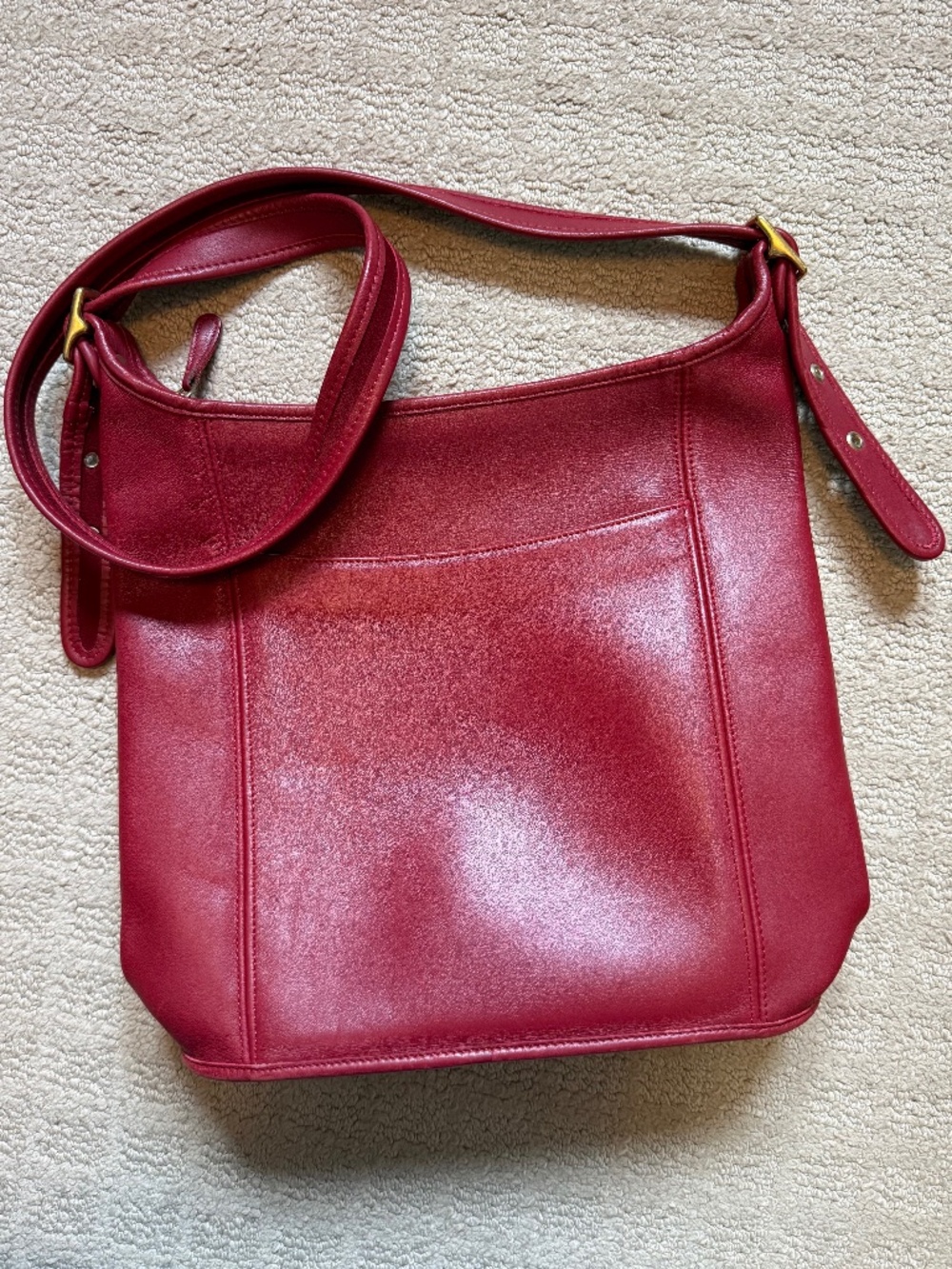 Vintage Coach Slim Duffle #9060 Shoulder/Cross-body Bag in Red Leather